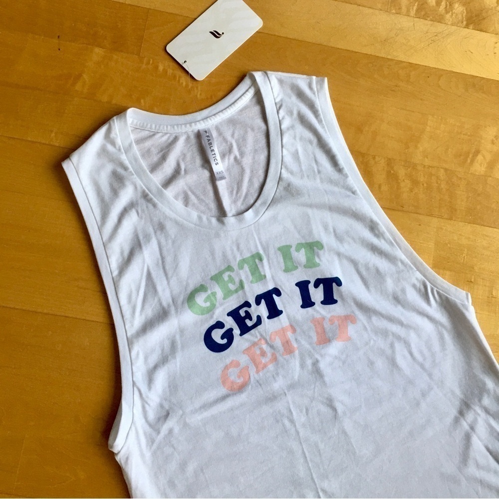 Fabletics “Get It, Get It, Get It” Muscle Tank, White, Size XXS